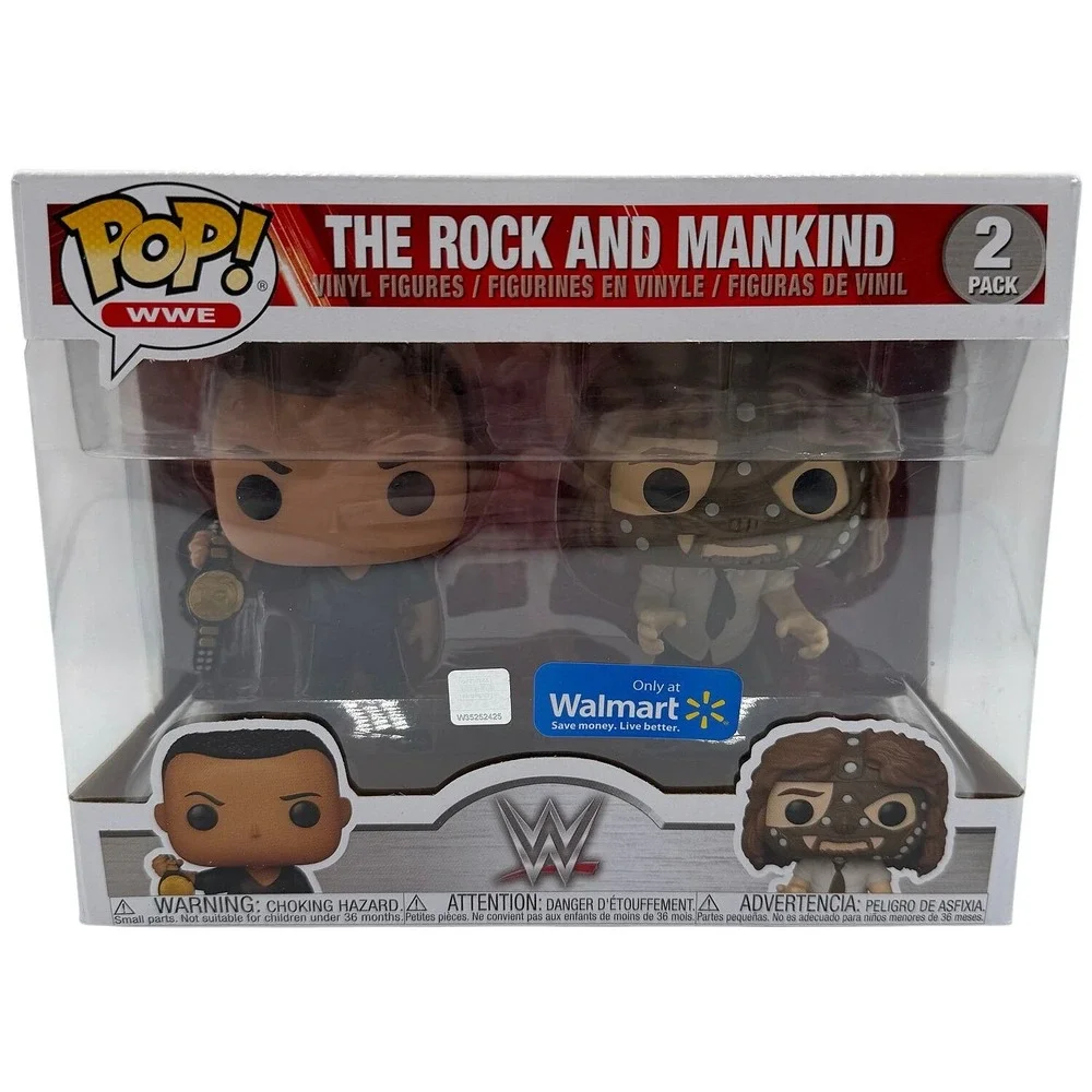 Funko Pop WWE The Rock and Mankind 2-Pack Walmart Exclusive Vinyl Figures